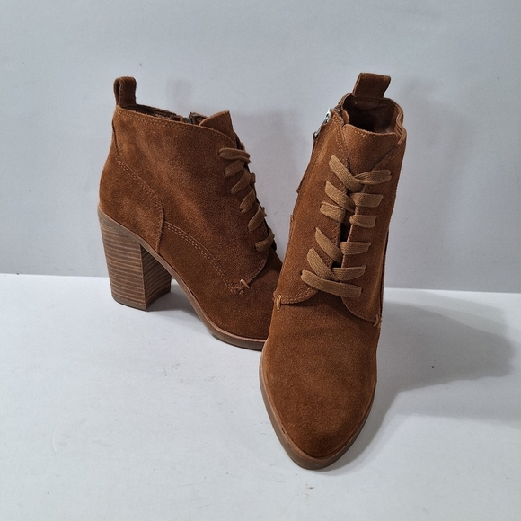 Dolce Vita Brown Classic Preppy Suede Side Zip Lace Up Block Heel Boots Size 10 - Picture 4 of 13